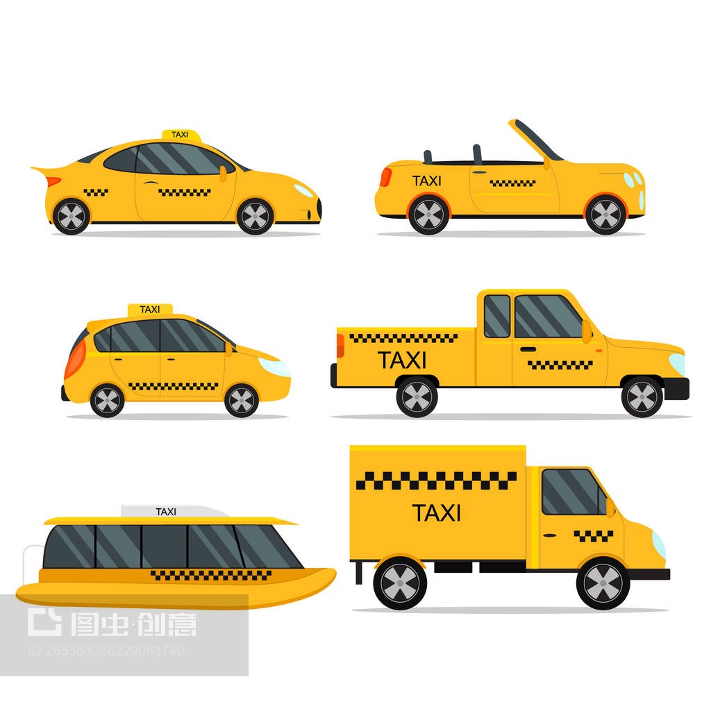 出租車服務車集矢量廣告設計